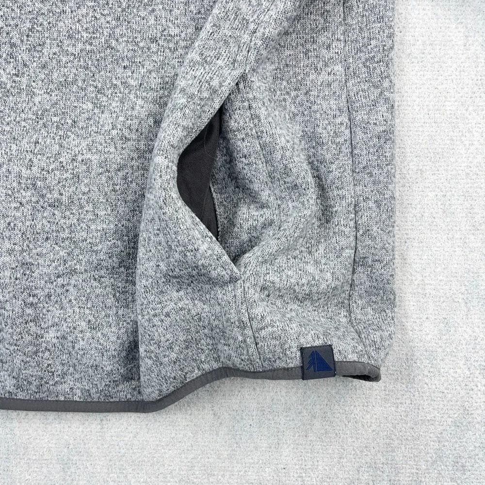 LL‎ Bean Sweater Men Large Gray Pullover Snap T Fleece Slightly Fitted Heather
